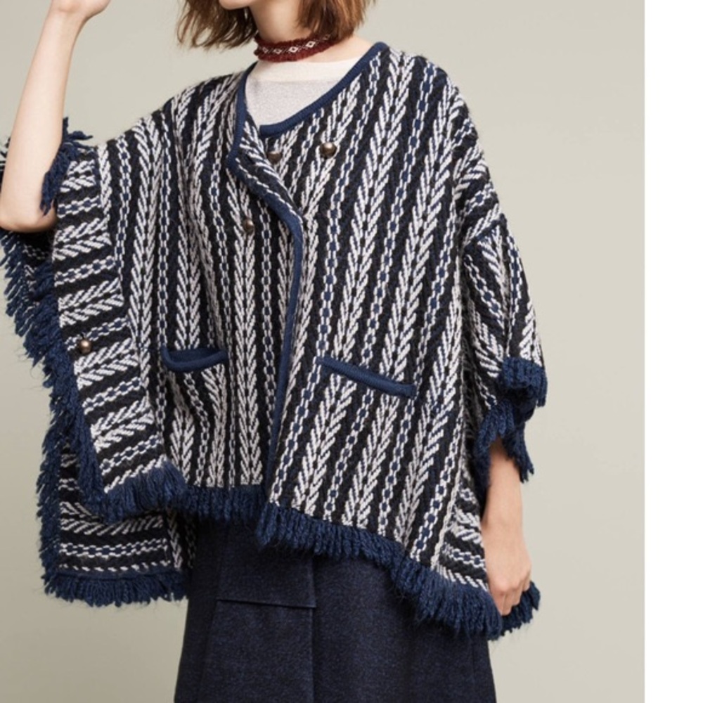 Anthropologie Sleeping on Snow Tajo poncho